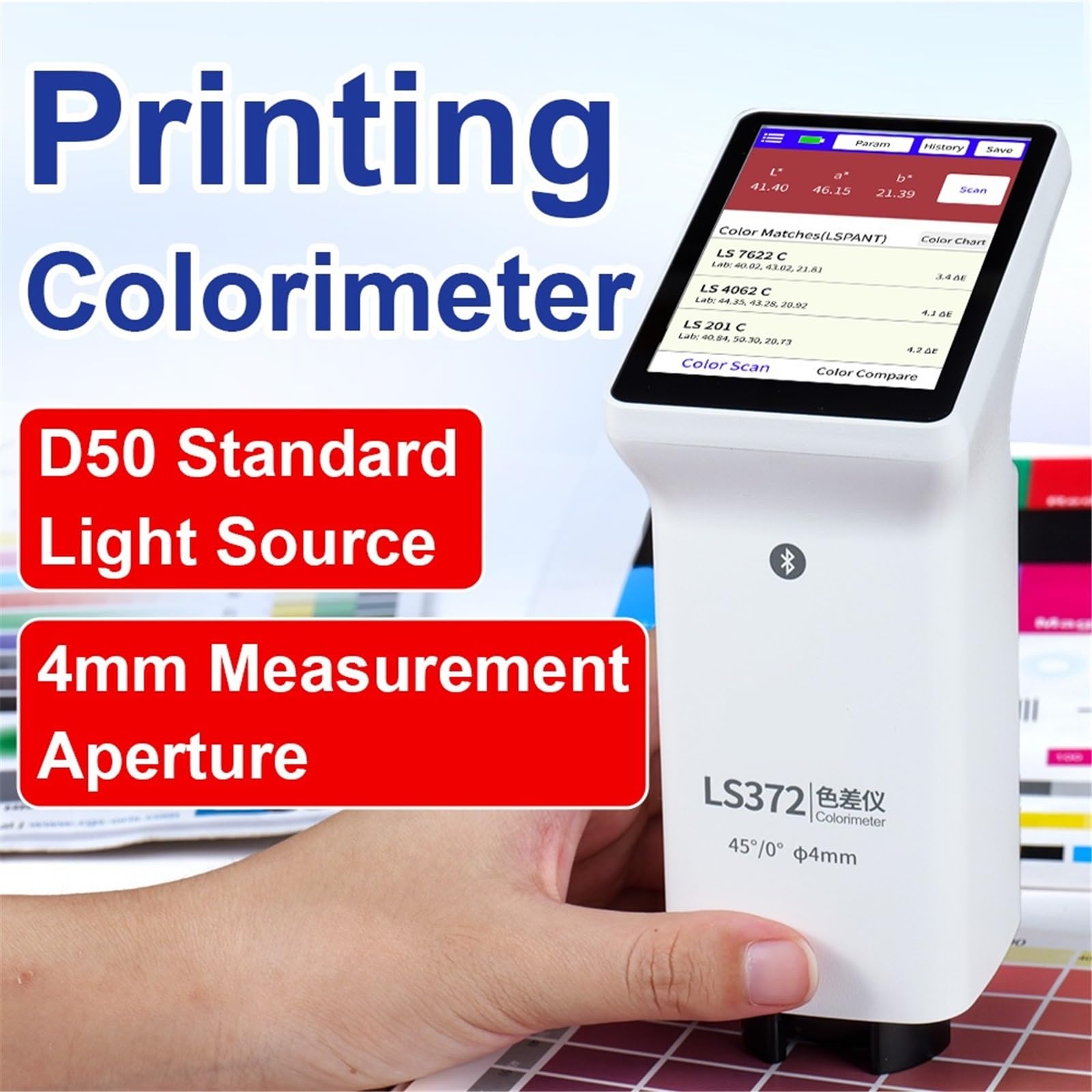 LS372 4-mm-Apertur-Touchscreen-Kolorimeter für Vergleich von Farbunterschieden im Labor für Druckpapierverpackungen