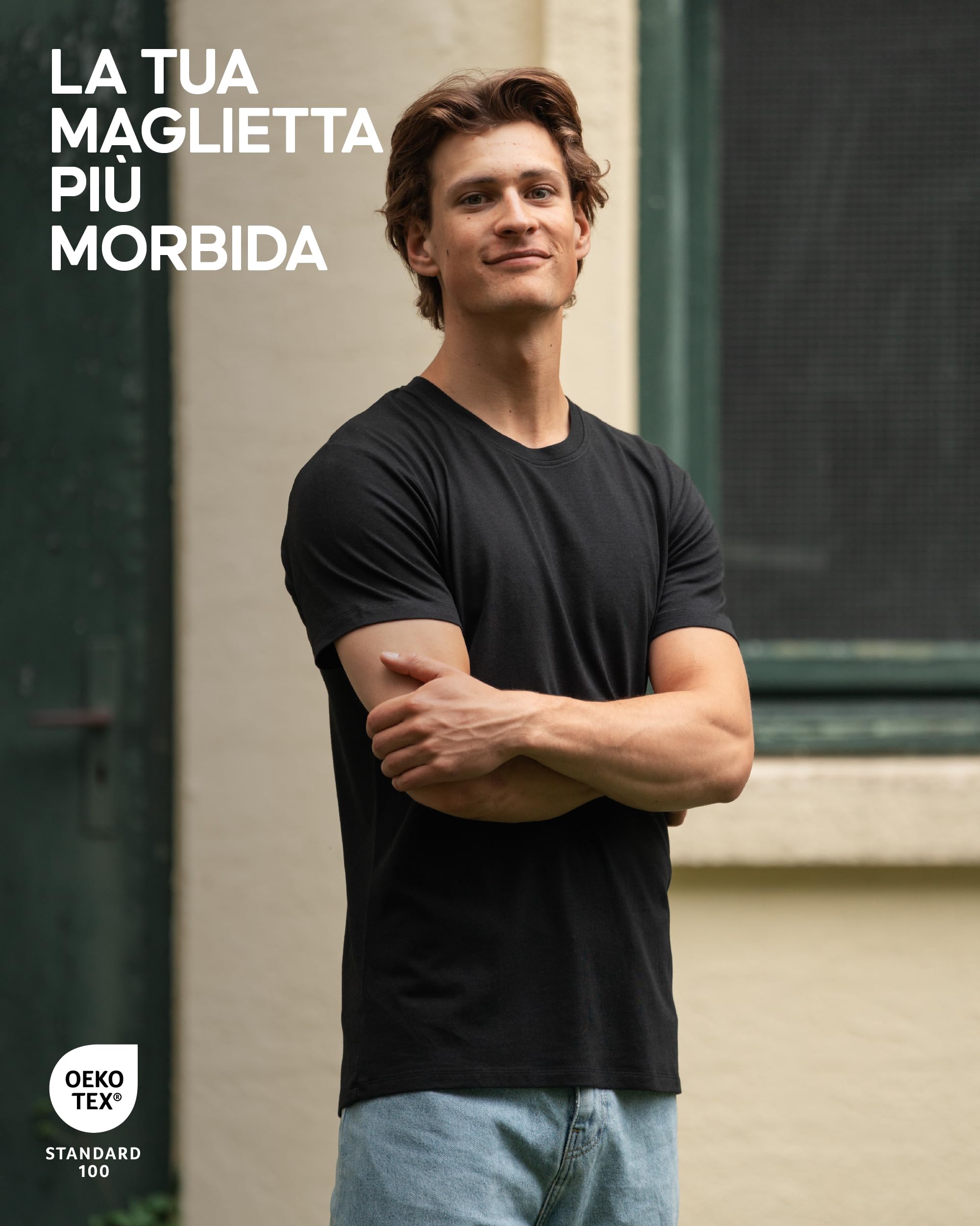 DANISH ENDURANCE Maglietta in Cotone Biologico, T-Shirt a Mezze Maniche, Morbida, Premium, da Uomo, 2 Paia