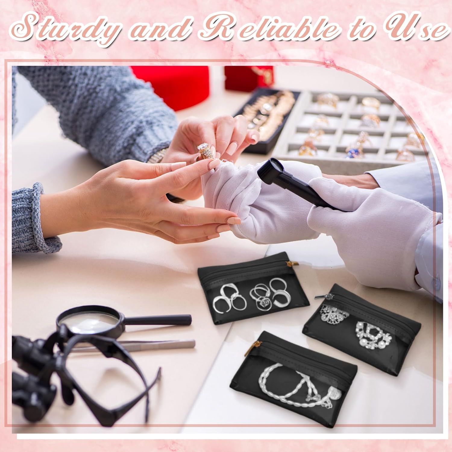 Uiifan 36 Pcs Travel Jewelry Bag Bulk Zipper Jewelry Pouch Flannel Portable Pocket Organizer for Necklace Earring Women Gift - Image 5