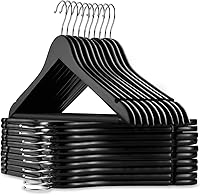 Vista 20 de Casafield - 10 perchas de madera de cerezo para trajes, madera de loto de primera calidad con muescas y gancho giratorio cromado para ropa, abrigos