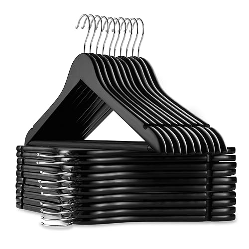 Casafield - 20 Black Wooden Suit Hangers - Premium Lotus