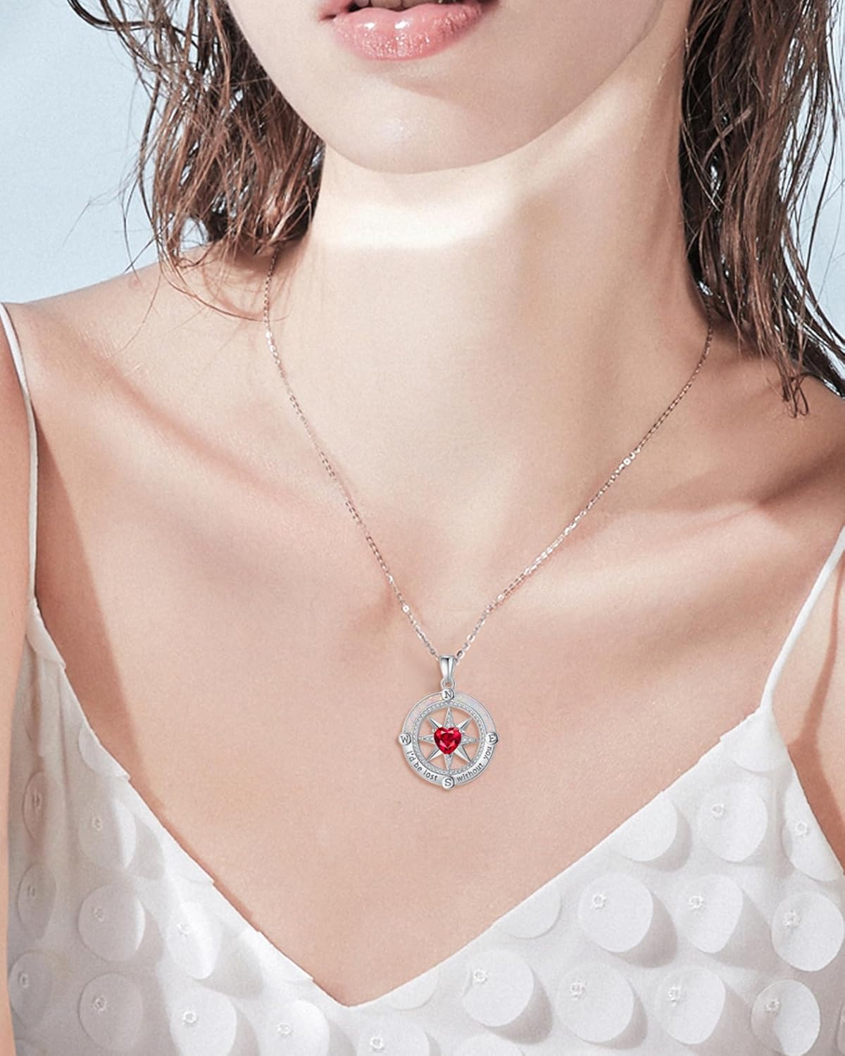 FANCIME Compass Necklace for Women Sterling Silver Compass Jewelry Opal Pendant Fine Jewelry Gemstone Birthday Mothers Day Gifts for Wife Women Her - Image 4