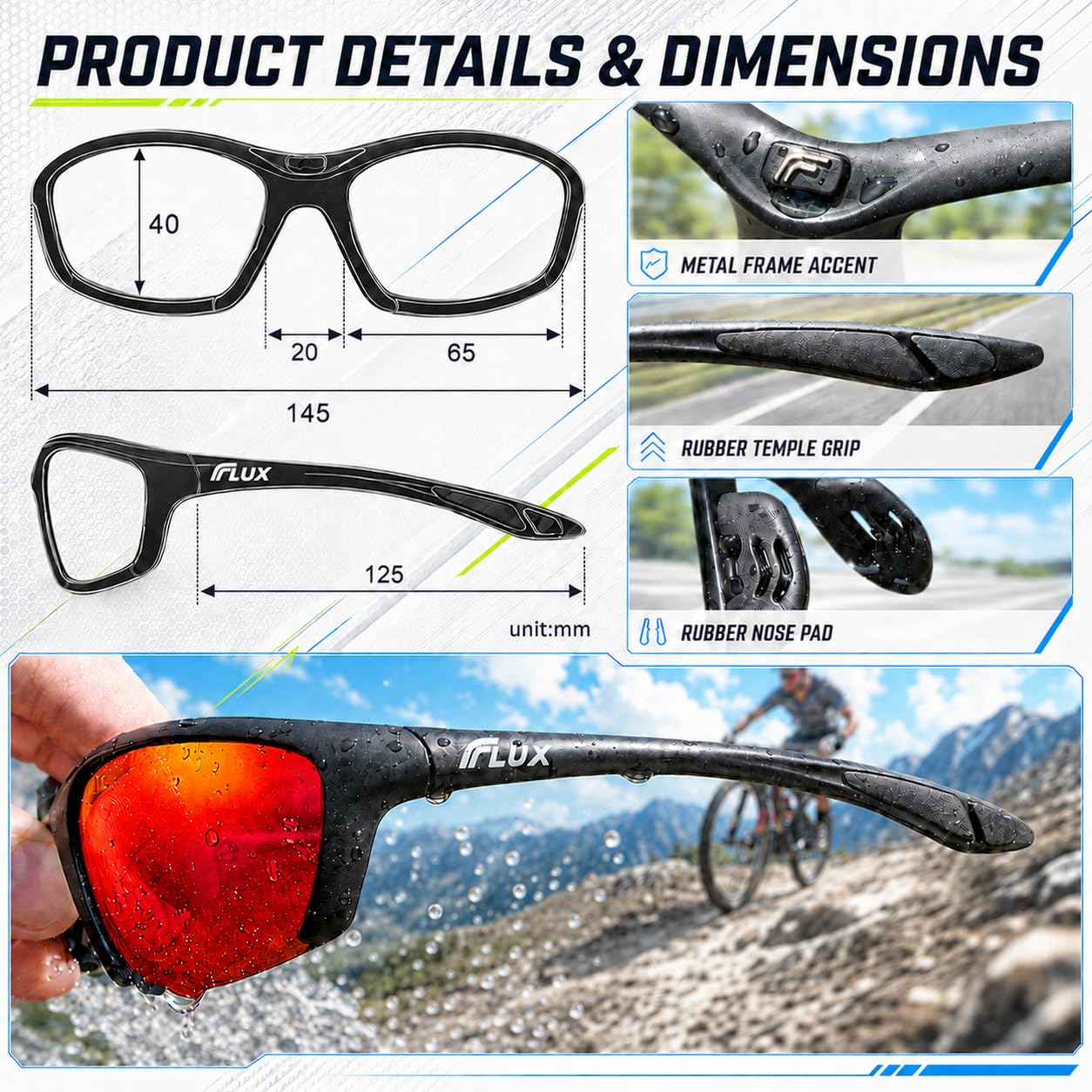 Icecube SPORTECH okulary przeciwsłoneczne dla mężczyzn i kobiet: Polaryzowana ochrona UV400, lekka rama, sportowe okulary przeciwsłoneczne do baseballu, golfa, polowania, biegania, jazdy; rower, sprzęt do wspinaczki i okulary do strzelania