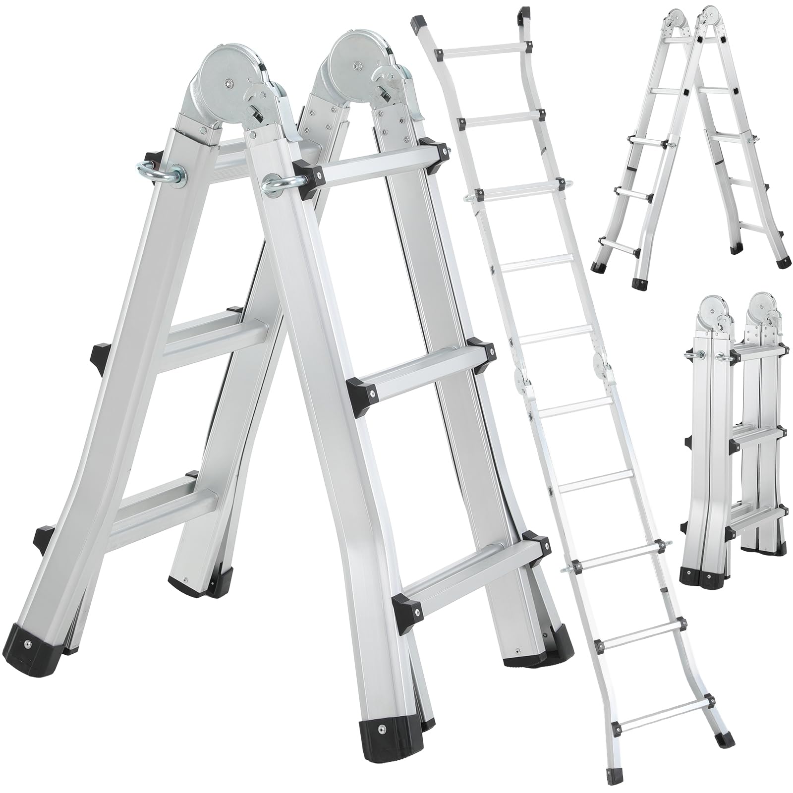 TLGREEN Alu Teleskopleiter 3x2 Stufen, 2.86M Ausziehbare Leiter, Aluminium Multifunktionsleiter, Schiebeleiter, Mehrzweckleiter, Gelenkleiter, Klappleiter, Treppenleiter, Anlegeleiter bis 150 kg