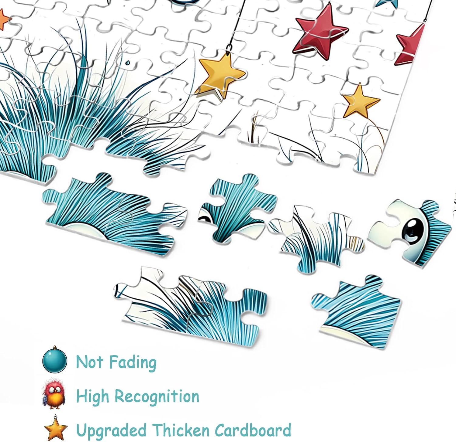 Funny Bird Puzzle for Adults 1000 Pieces, Cute Chicken Animal Jigsaw Puzzle, Colorful Star Puzzle