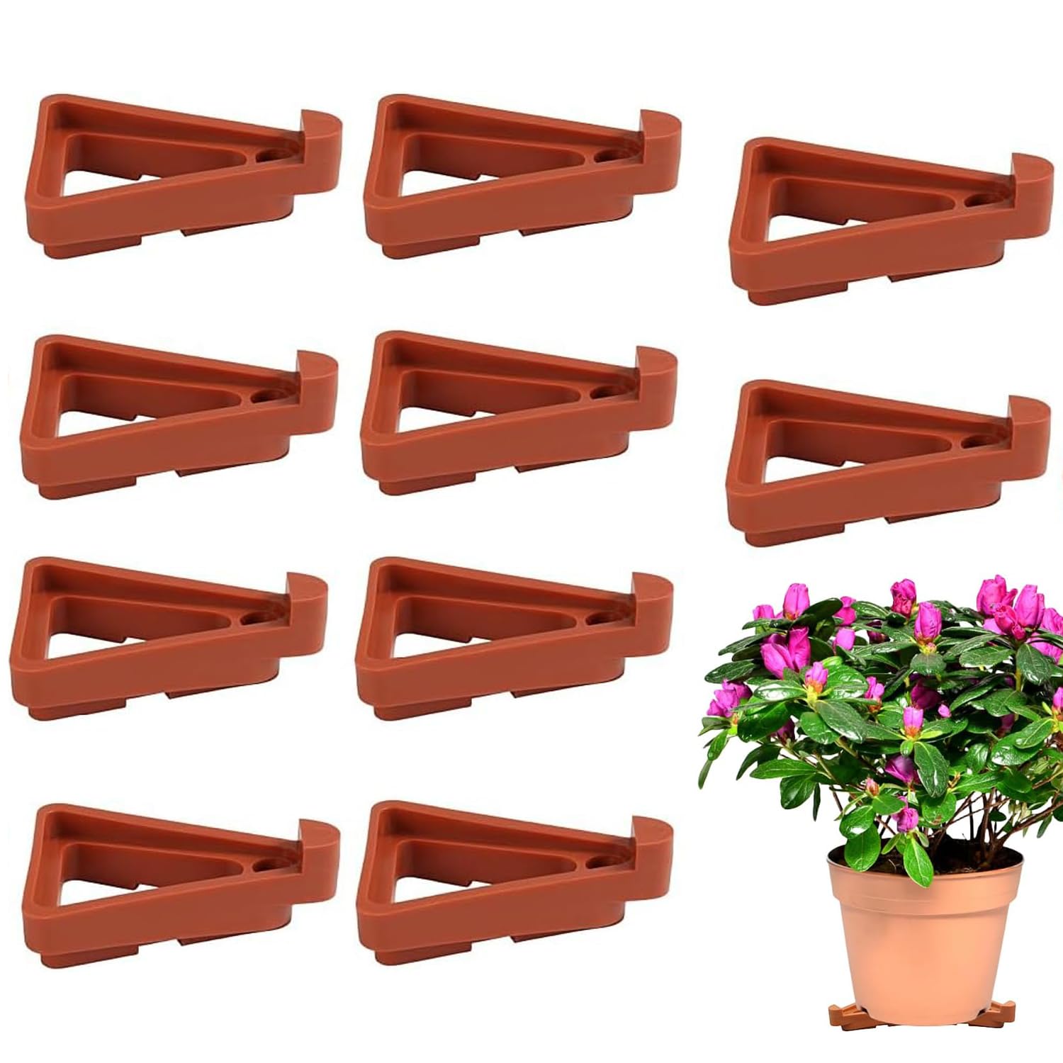 Pubiao 24 Stück Blumentöpfe Füße für Pflanzen und Blumen, unsichtbar, dreieckige Zehen, Heber, Kunststoff-Pflanzgefäße, Ständer für bessere Wasserableitung, Innen- und Außenbereich, Garten Garten