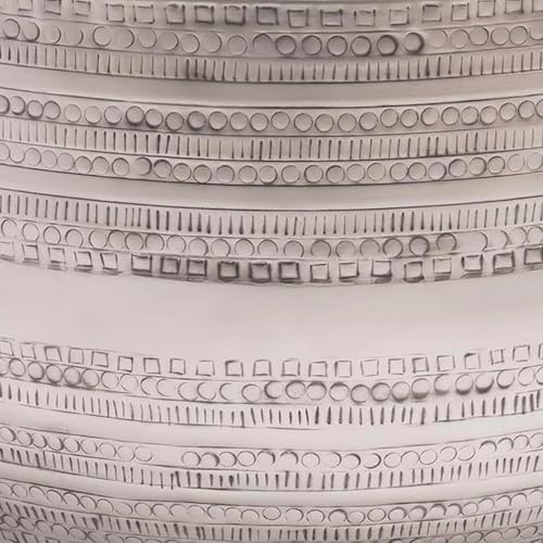 Miniatura 7 de Moderna mesa auxiliar redonda de aluminio martillado en relieve de metal, hierro estampado a mano, mesa auxiliar bohemia con forma de tambor, para