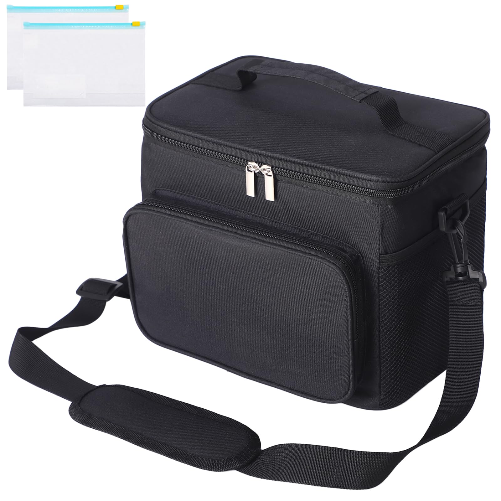 Sac à déjeuner isotherme pour homme et femme - 10 l - Avec bandoulière réglable - Anti-fuite - Doux - Pour le travail, l'école, le pique-nique - Noir