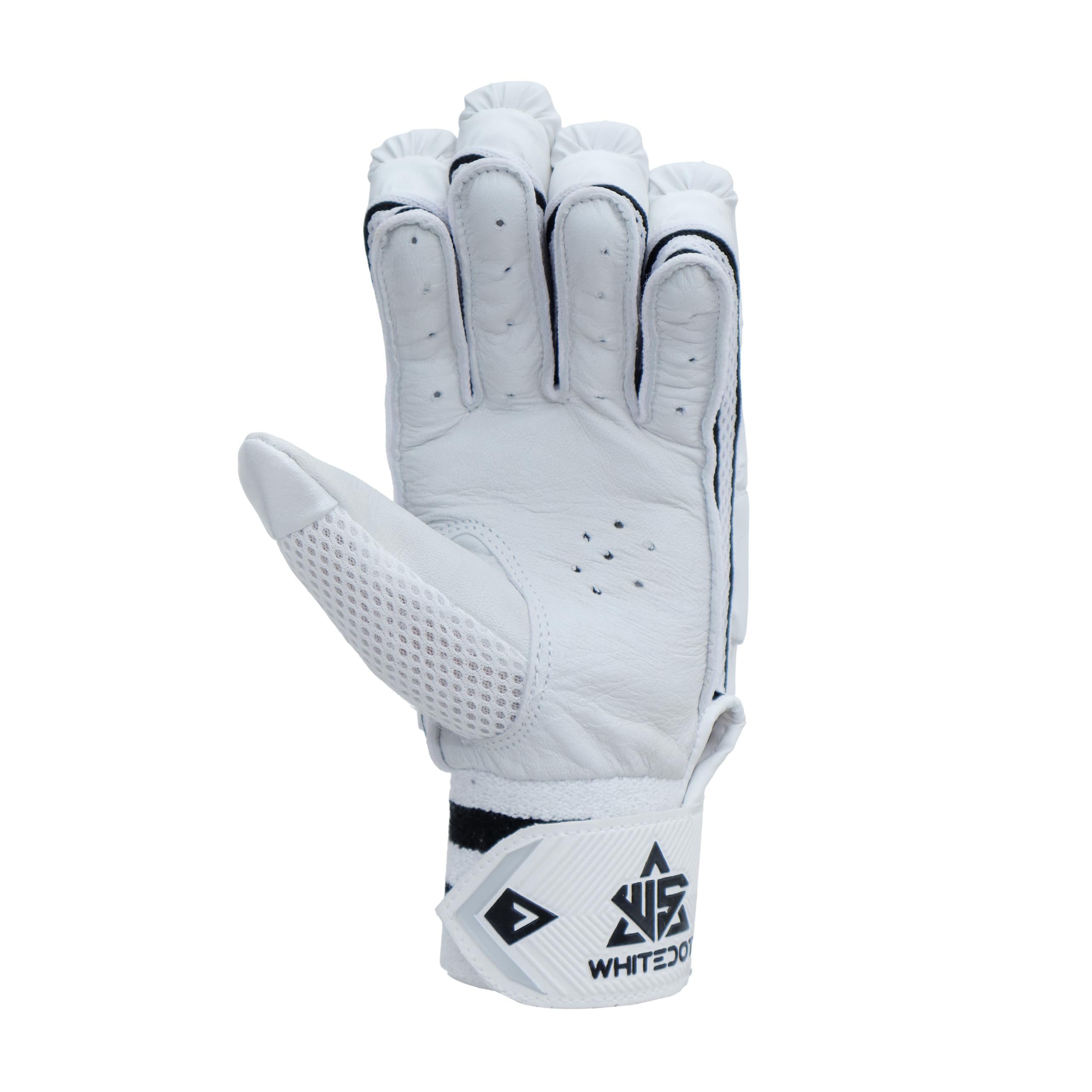 Whitedot Dot 1.0 Cricket Batting Gloves(Leather), Youth, RH, White 1