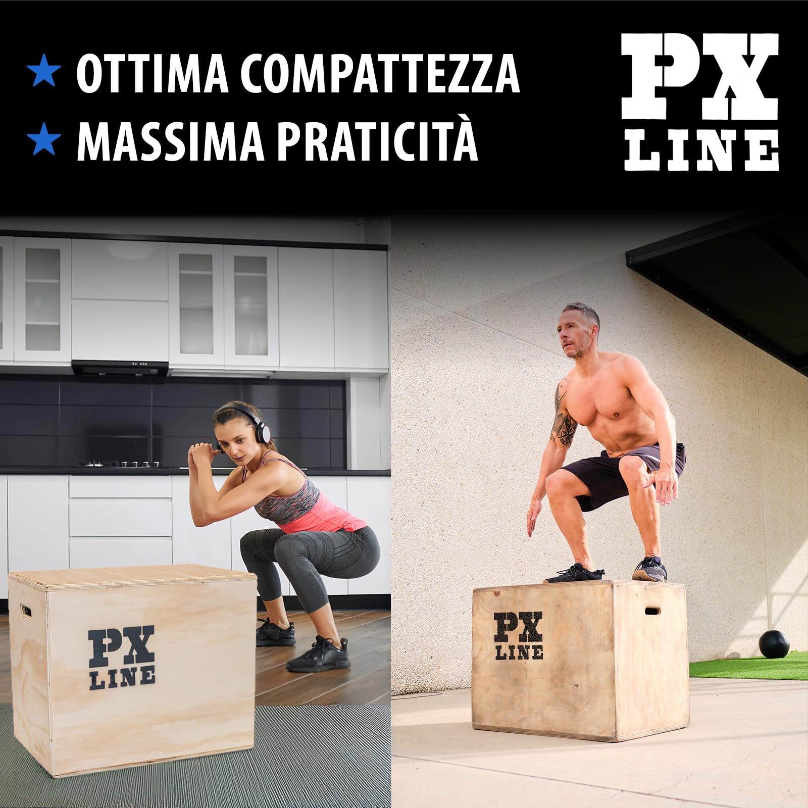 PLYOBOX Line – Plyo Box in Legno 3 in 1 - già Montata | Box Pliometrico Home Gym e Palestra - Crossfit, Salto, Functional Training – Artigianale e Made in Italy.