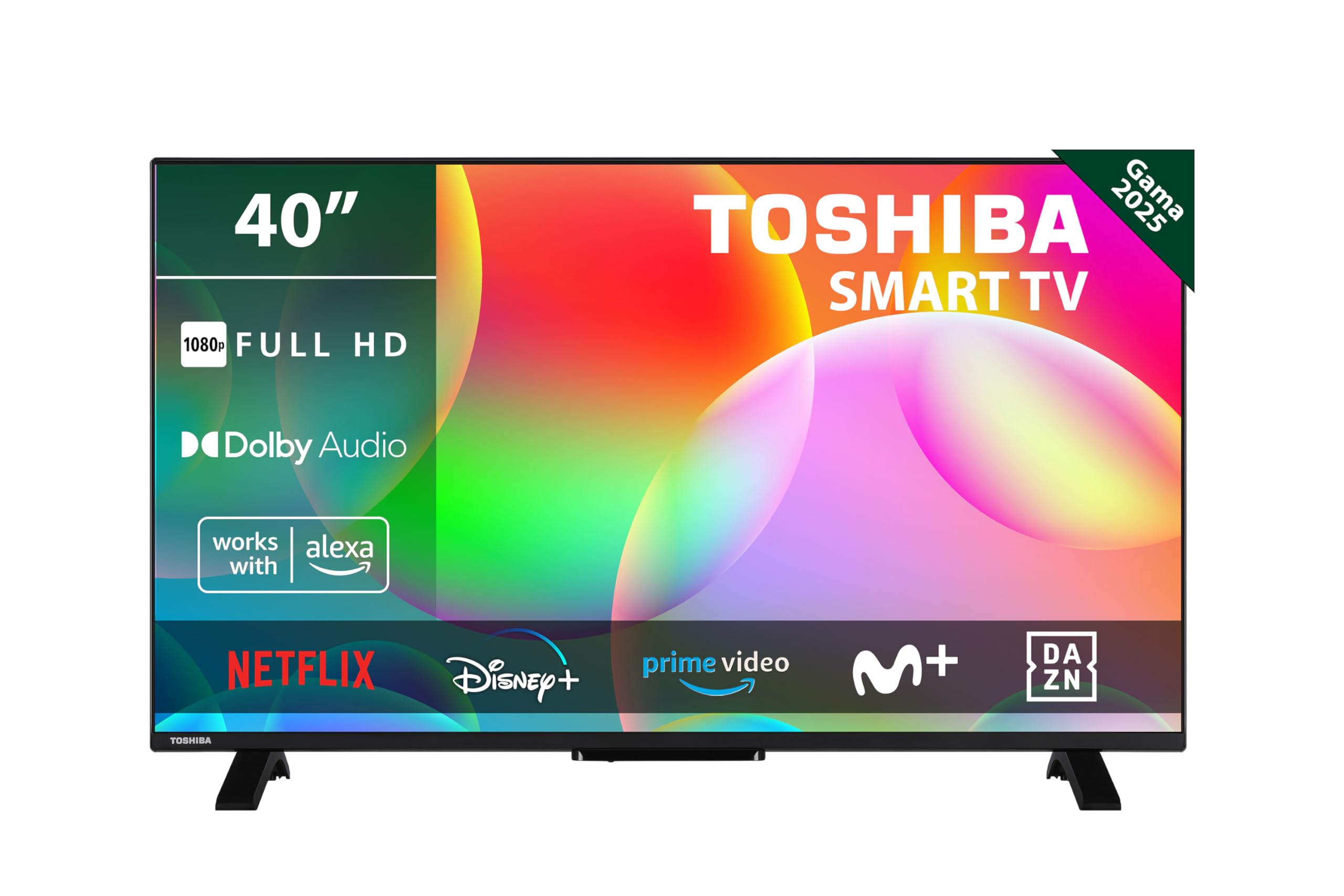 Toshiba 40LV2563DG Smart TV de 40", con Resolución Full HD (1920 x 1080), HDR, Compatible con Asistente de Voz Alexa y Google