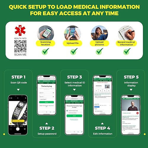 Miniatura 5 de Pulseras médicas mejoradas para hombres y mujeres con código QR, pulseras de identificación de alerta médica, pulsera de acero de titanio que se