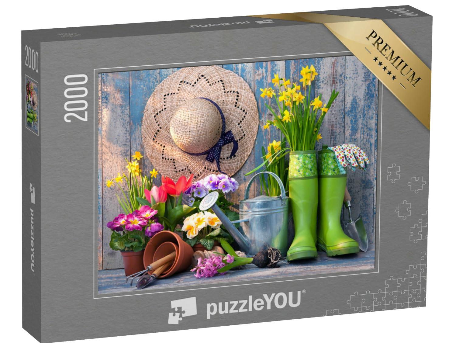 puzzleYOU : Puzzle de 2000 pièces « Outils de Jardinage et Fleurs sur la terrasse dans Le Jardin »