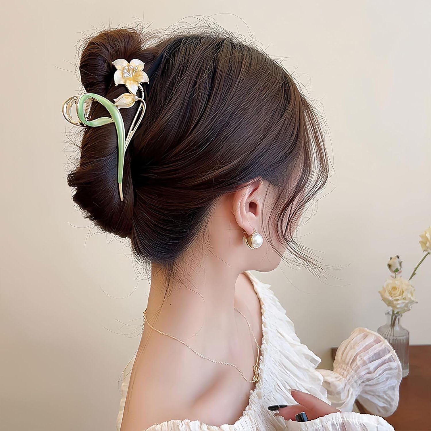 Snowpearl Lily Metal Hair Claw Clips | Large Hair Claw Nonslip Hair Barrettes | Strong Hold Hair Clamps Fashion Hair Accessories for Women & Girls