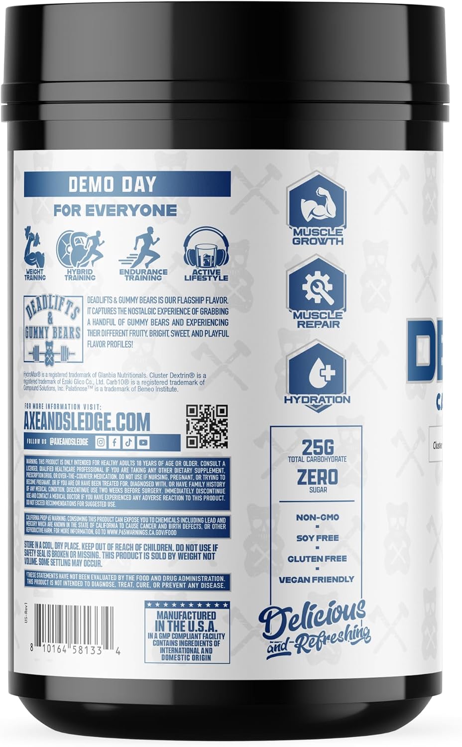 Axe & Sledge Demo Day Intra-Workout Carbohydrate Powder | 25g Carbs | Carbohydrate Supplement Powder | Enhances Performance, Pumps, & Recovery | 30 Servings, DLGB