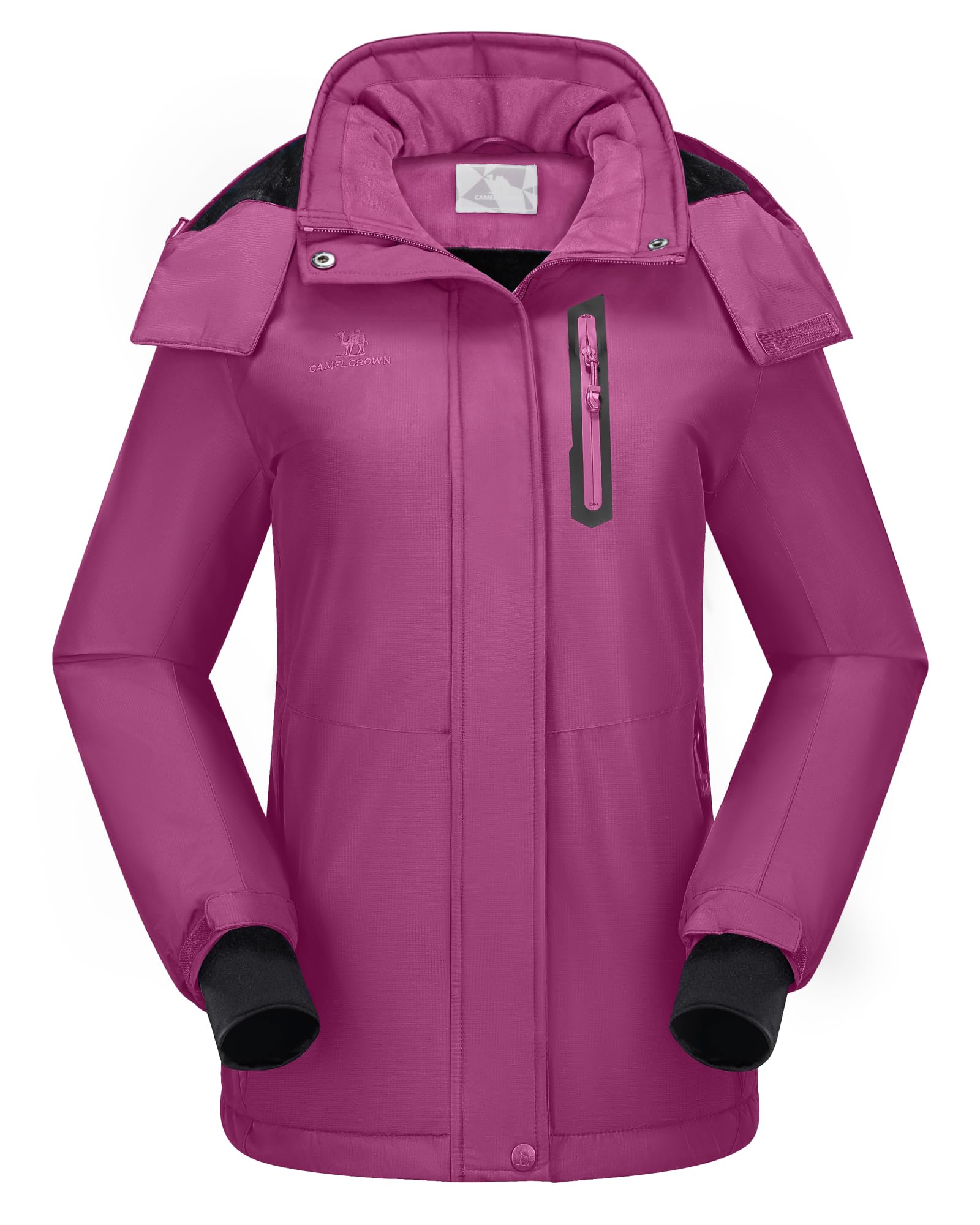 CAMEL CROWN Women's Ski Jacket Waterproof Warm Winter Snow Coat Hooded Mountain Outdoor Windbreaker Windproof Jacket