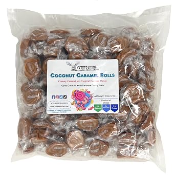YANKEETRADERS Coconut Caramel Rolls Candy, Individually Wrapped, 2 Pound Bulk Bag