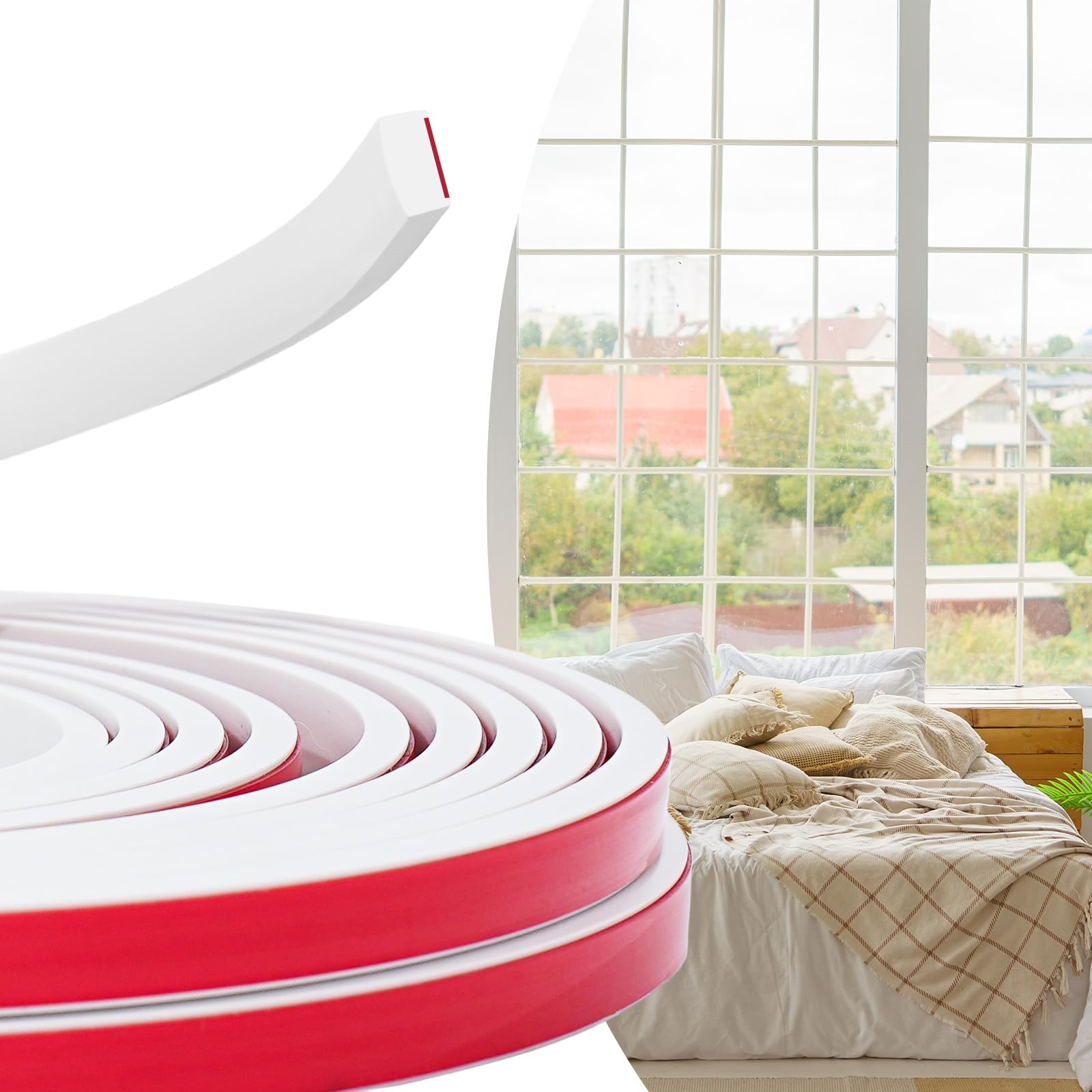Moldura autoadhesiva de pared PVC blanca para tapajuntas de ventanas