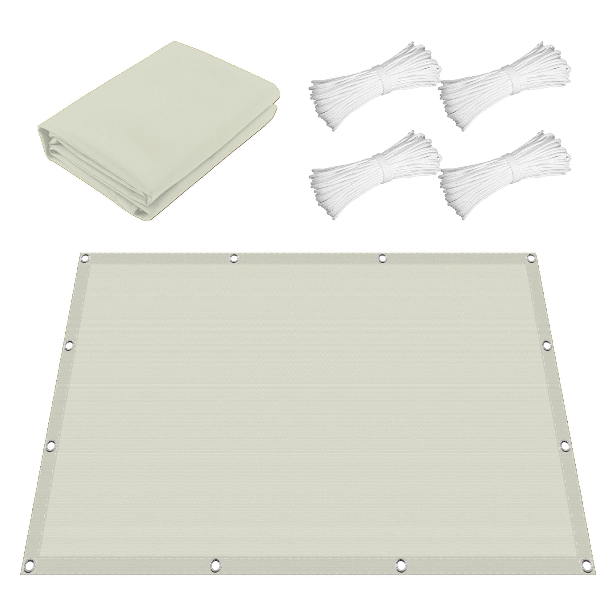 Voile d'ombrage rectangulaire 1.3x2.8m blanc cassé imperméable et résistant pour balcon