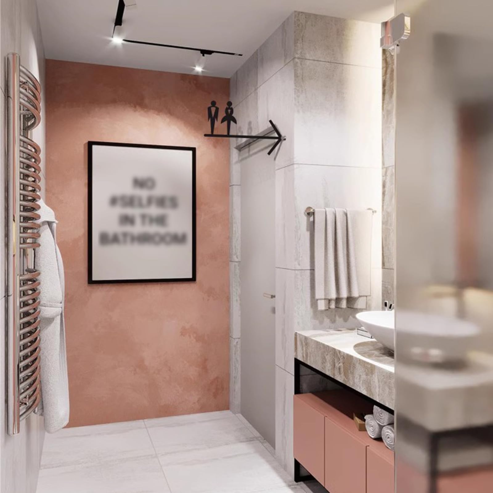 Cartelli per Bagni per Aziende, Cartello per WC con Freccia Direzionale, Cartello per Bagno in Acrilico per Donne E Uomini, per Uffici E Ristoranti, 14,2 X 9 Pollici, Nero