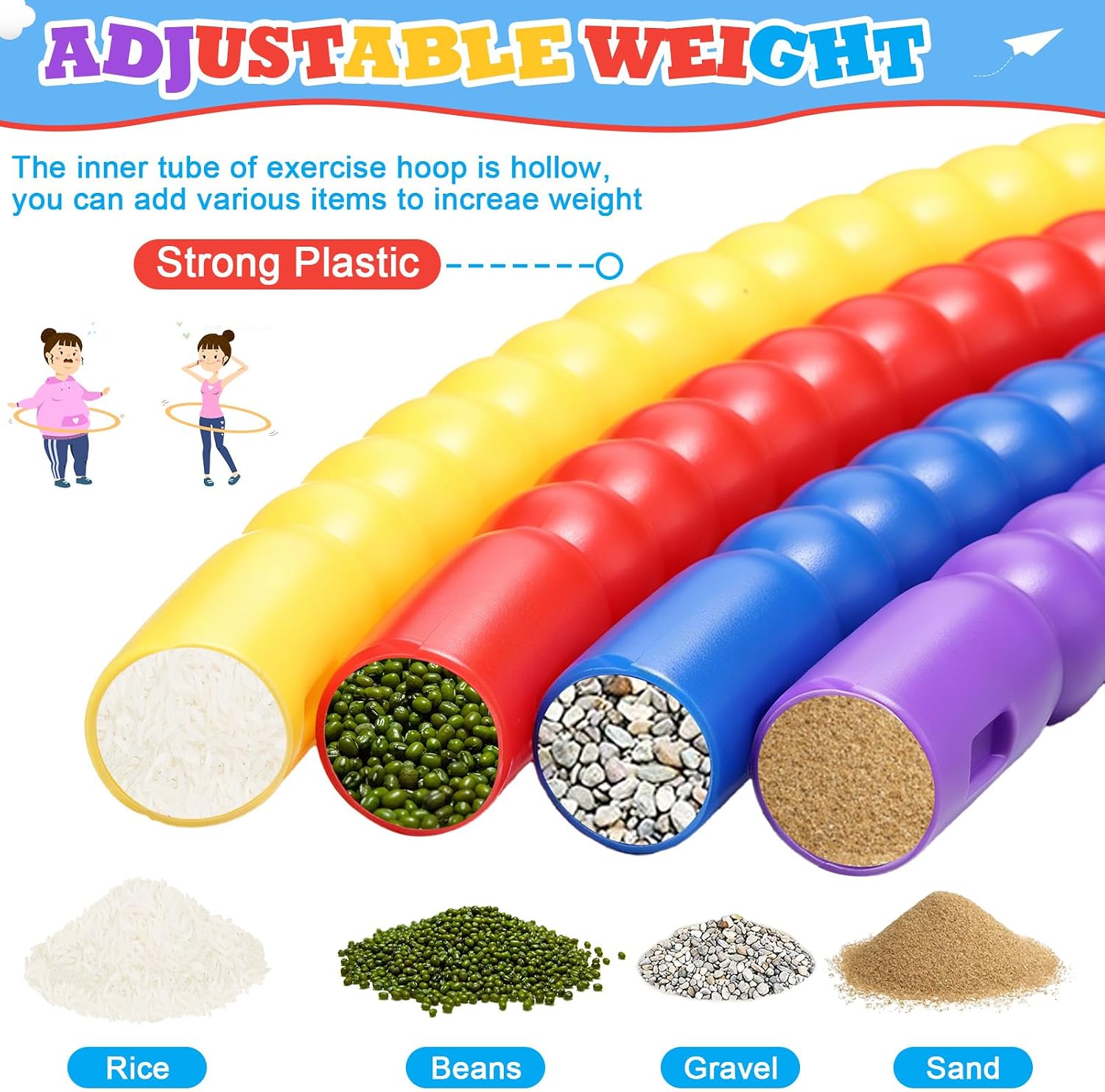 Vinsot Toy Hoop Detachable Plastic Hoops Exercise Equipment Toy Adjustable Rings for Sports Party Game Dance Pet Training