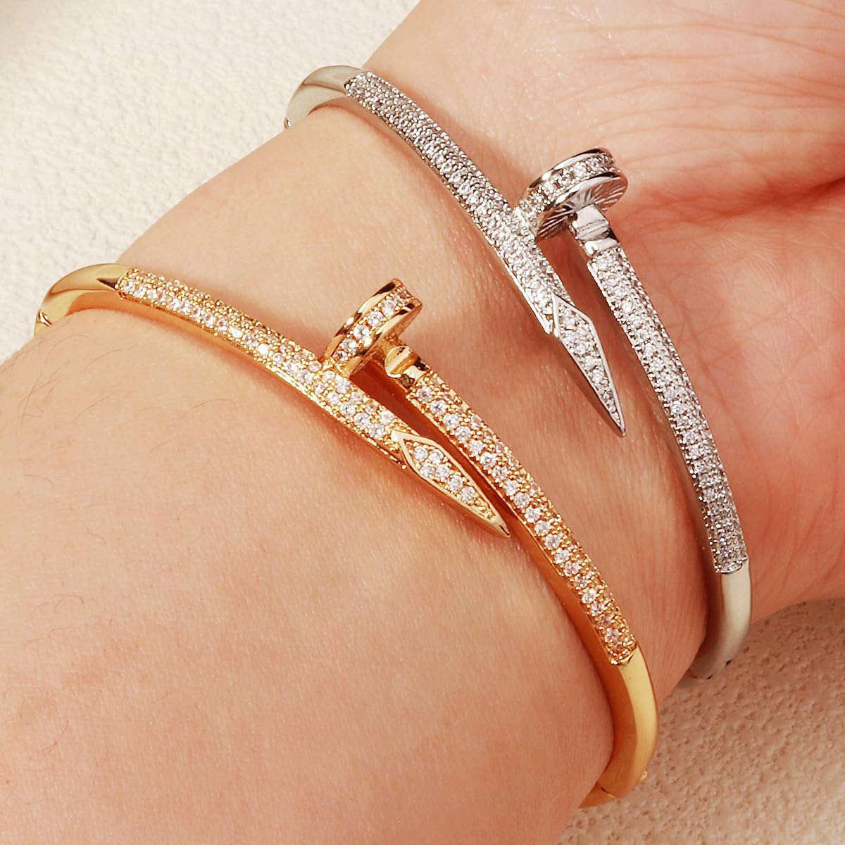 18K Gold Plated Nail and Snake Copper Bracelet for Women Dainty Jewelry Gift Perfect for Small/Petite/Medium Wrist Cuff Bangle - Image 7