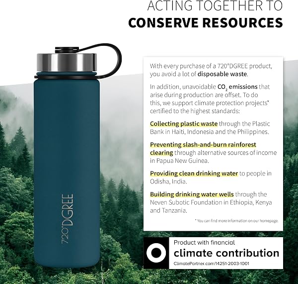 720°DGREE Vaccum Insulated Water Bottle “noLimit“ - 410ml, 530ml, 710ml, 950ml, 1200ml - Leakproof, BPA-Free, Thermo Stainless Steel Flask - Sports, Gym, School, Travel, Carbonated Drinks +Sports-Cap - 5