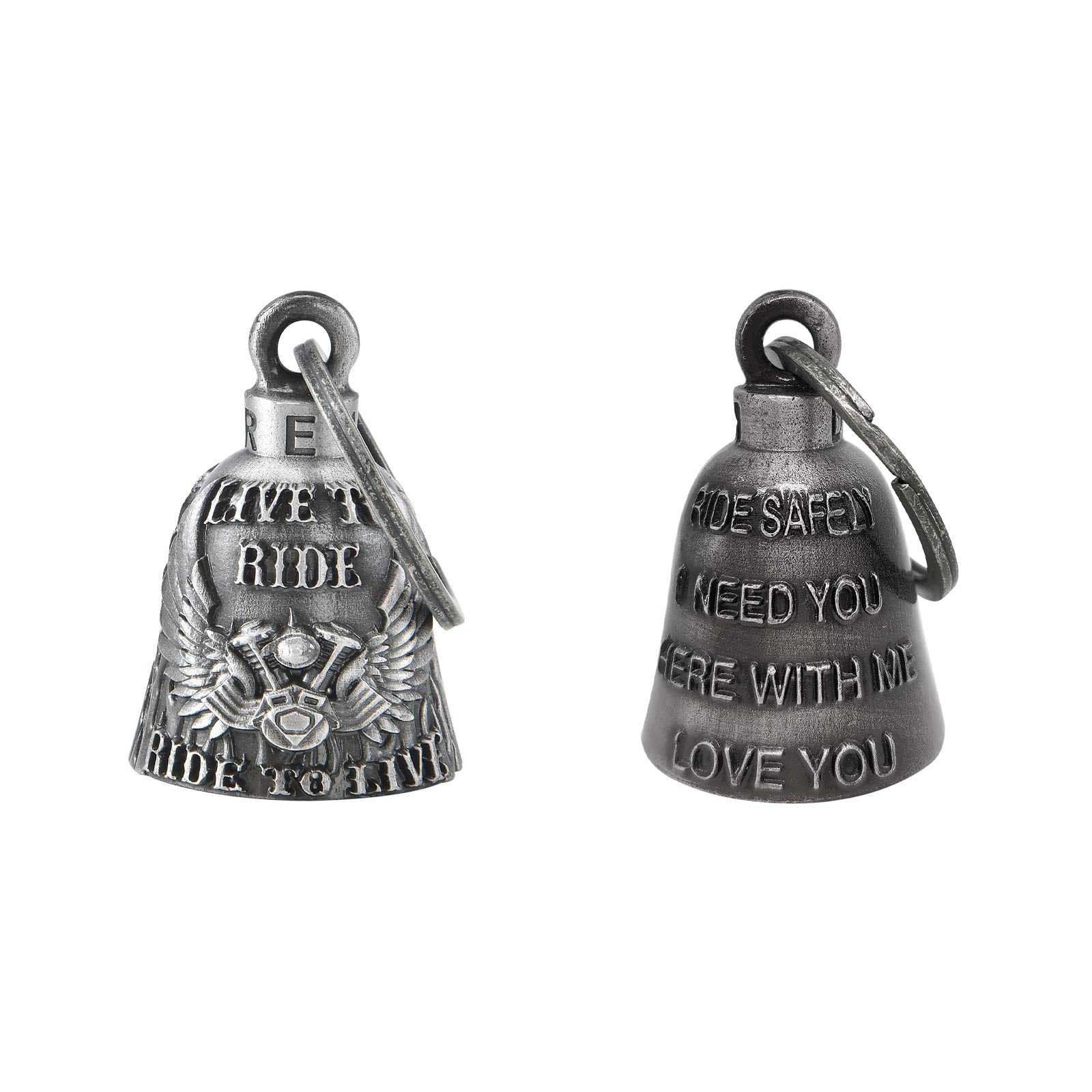 【2Pack】Motorcycle Bells for Biker Good Luck Guardian Riding Bells with Hanger Motorcycle Accessory or Keychain for Luck