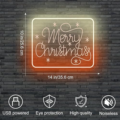 Miniatura 5 de BIOIWGY Letreros de neón con texto en inglés Merry Christmas para decoración de puerta de pared, luces de neón para puerta delantera al aire libre,