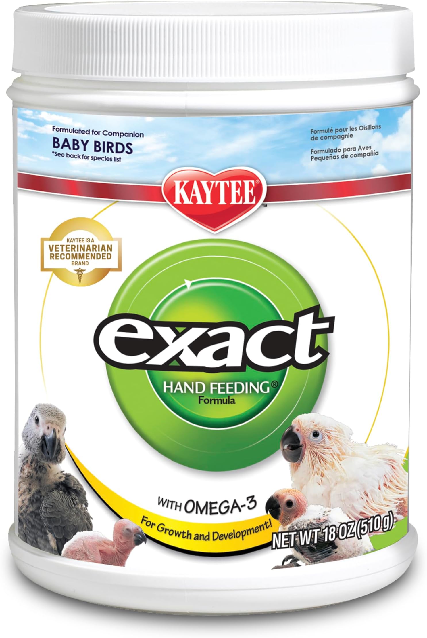 Kaytee no flavor Exact Hand Feeding Powder for Baby Bird Food (18oz), Brown -100032328