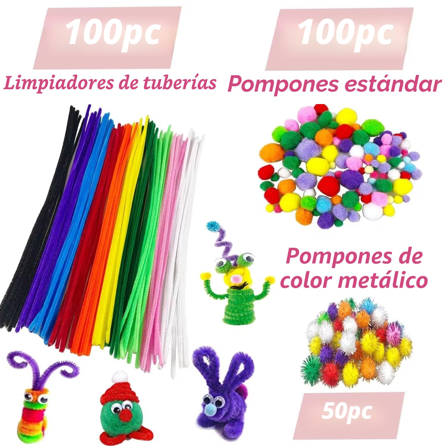 VLUINANI 3000Pcs Manualidades Niño DIY Creativo Kit Manualidades para Niñas y Niños Juego Manualidades Niña con Caja Limpiapipas Set Manualidades Material Niños y Niñas 4 5 6 7 8 años de Regalo