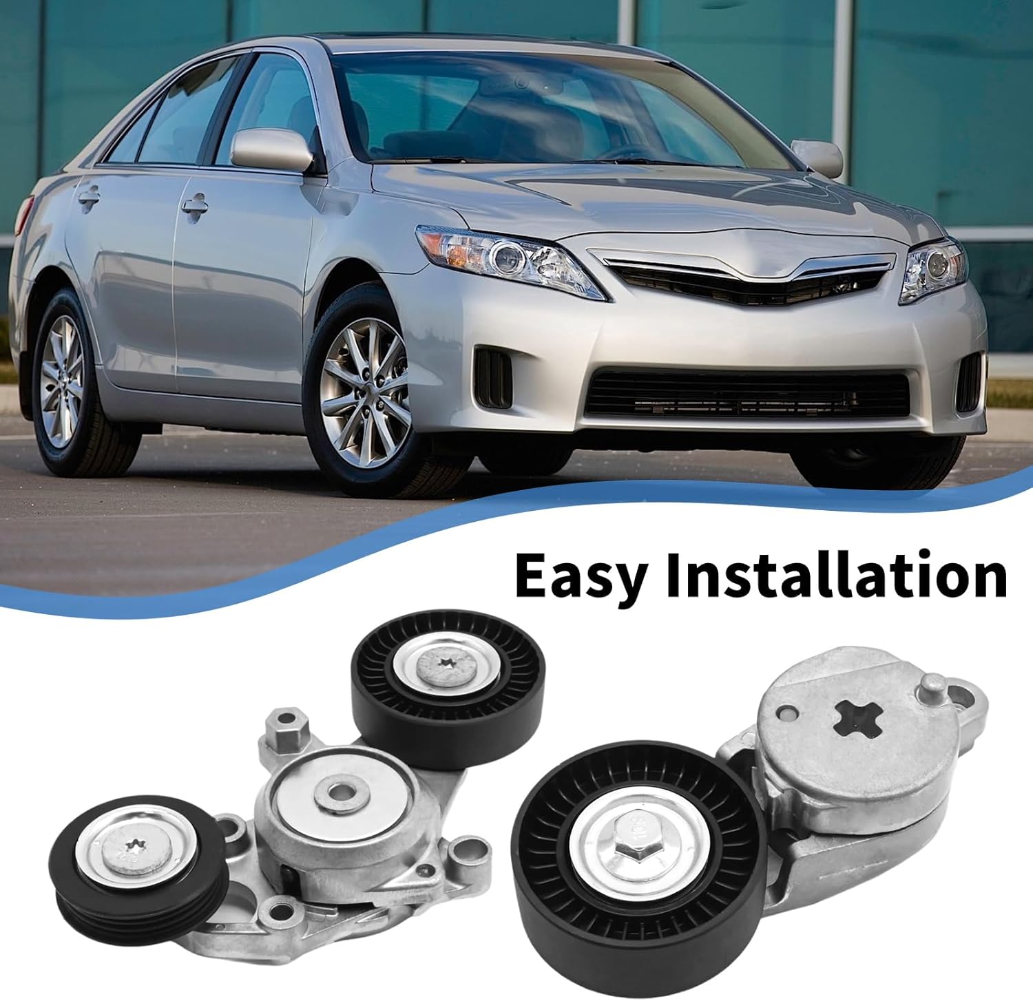 UOIENRT 16601-0V010 2Pcs Belt Tensioner Assembly Replacement for Toyota Camry 2010-2011