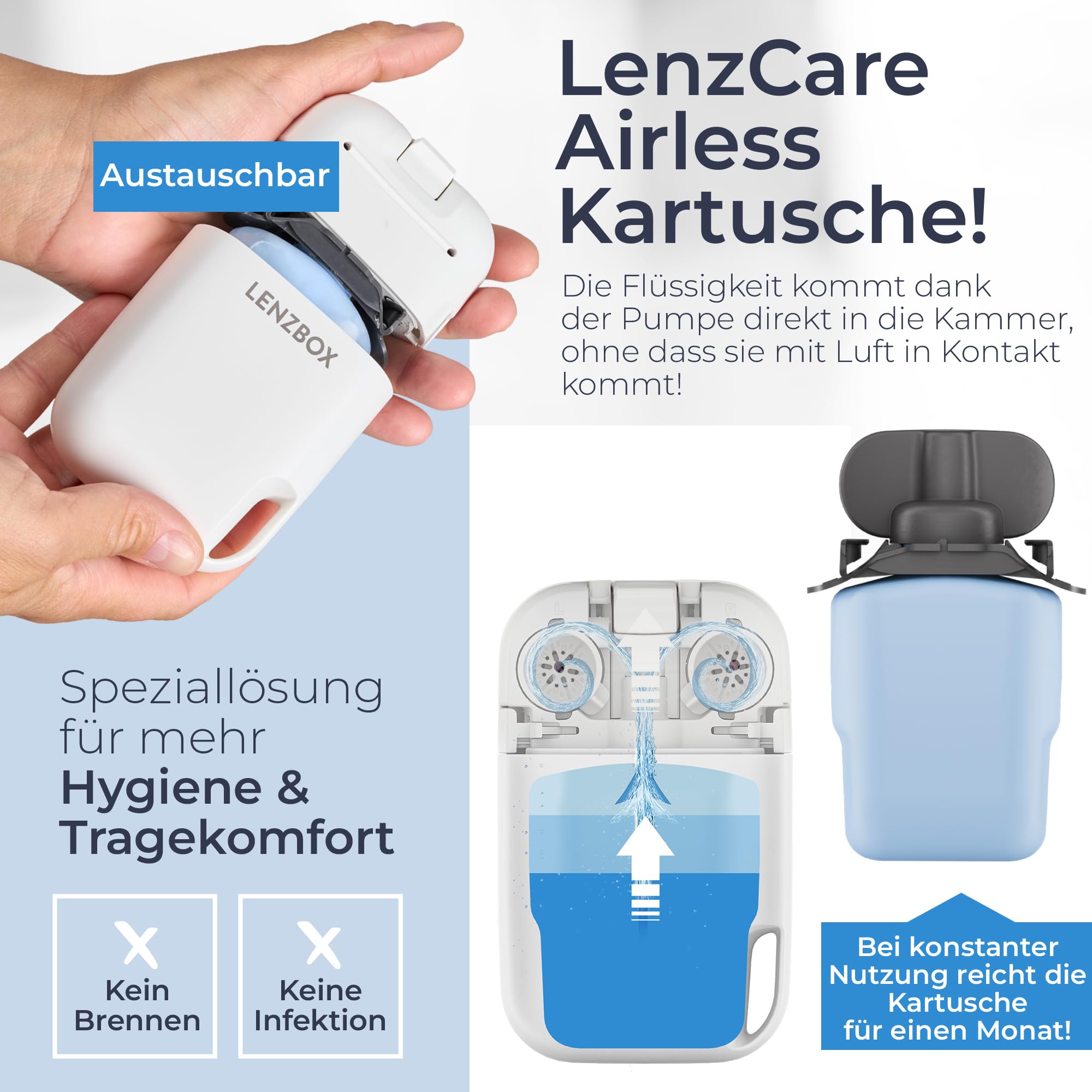 Hard Set inkl. 3x LenzCare - Premium All-In-One Kontaktlinsenbox für harte Kontaktlinsen, Kontaktlinsenbehälter mit Flüssigkeit, reisetauglich & kompakt, Made in Germany, Farbe Fuchsia
