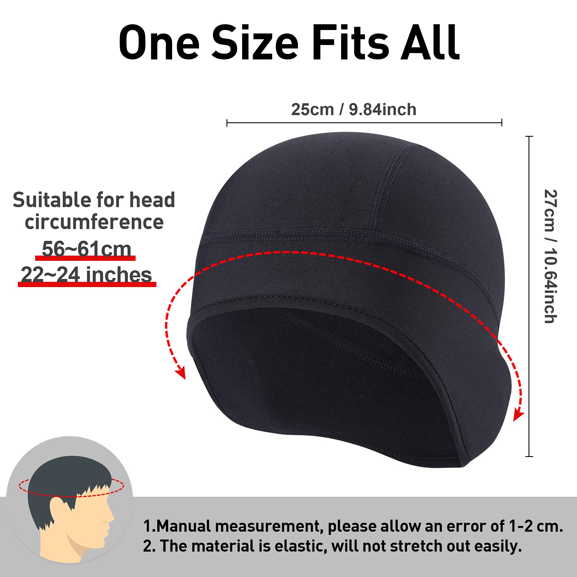 Bonnet Thermique Sous Casque Arcweg - Polaire Coupe-Vent - Unisexe - Pour Moto, Vélo, Ski - 54-60cm