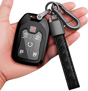 for Chevrolet Key Fob Cover With Keychain TPU Full Protection Key Shell Key Case Compatible with 2017-2021 Chevrolet Chevy Silverado Suburban Tahoe GMC Acadia Sierra Terrain Yukon-Dark Black