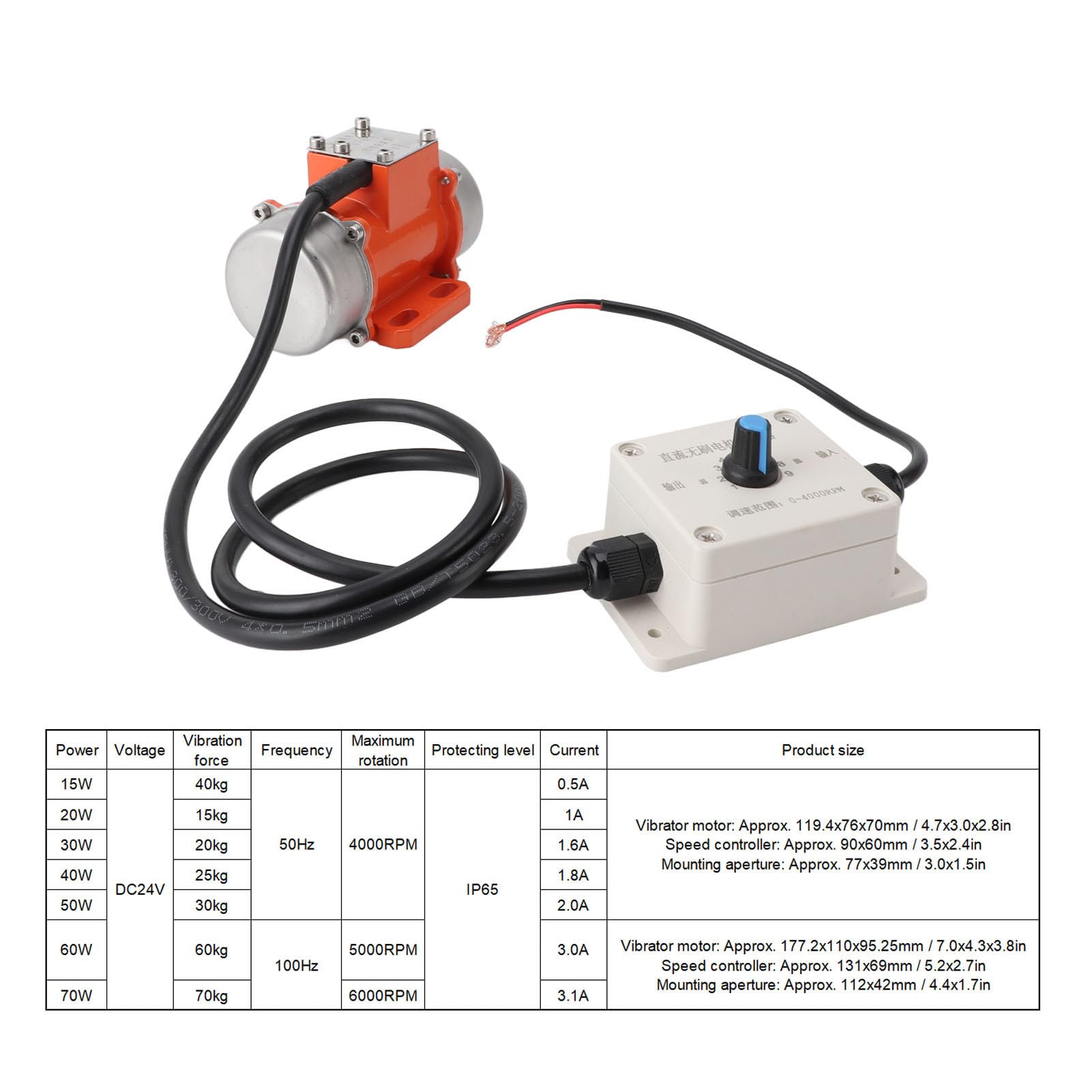 Motore Vibrante per Vibratore per Calcestruzzo, Motore Vibrante Senza Spazzole in Lega di Alluminio IP65 DC 24V per la Lavorazione dei Metalli (30W)