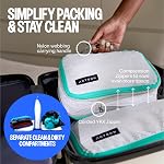 Travel Compression Packing Cubes - 2 Piece Luggage & Suitcase Organizer Bags - Large & Small Traveling Set, Separated Clean & Dirty Laundry Storage Compartment Organizers for Clothes, Shoes, Makeup