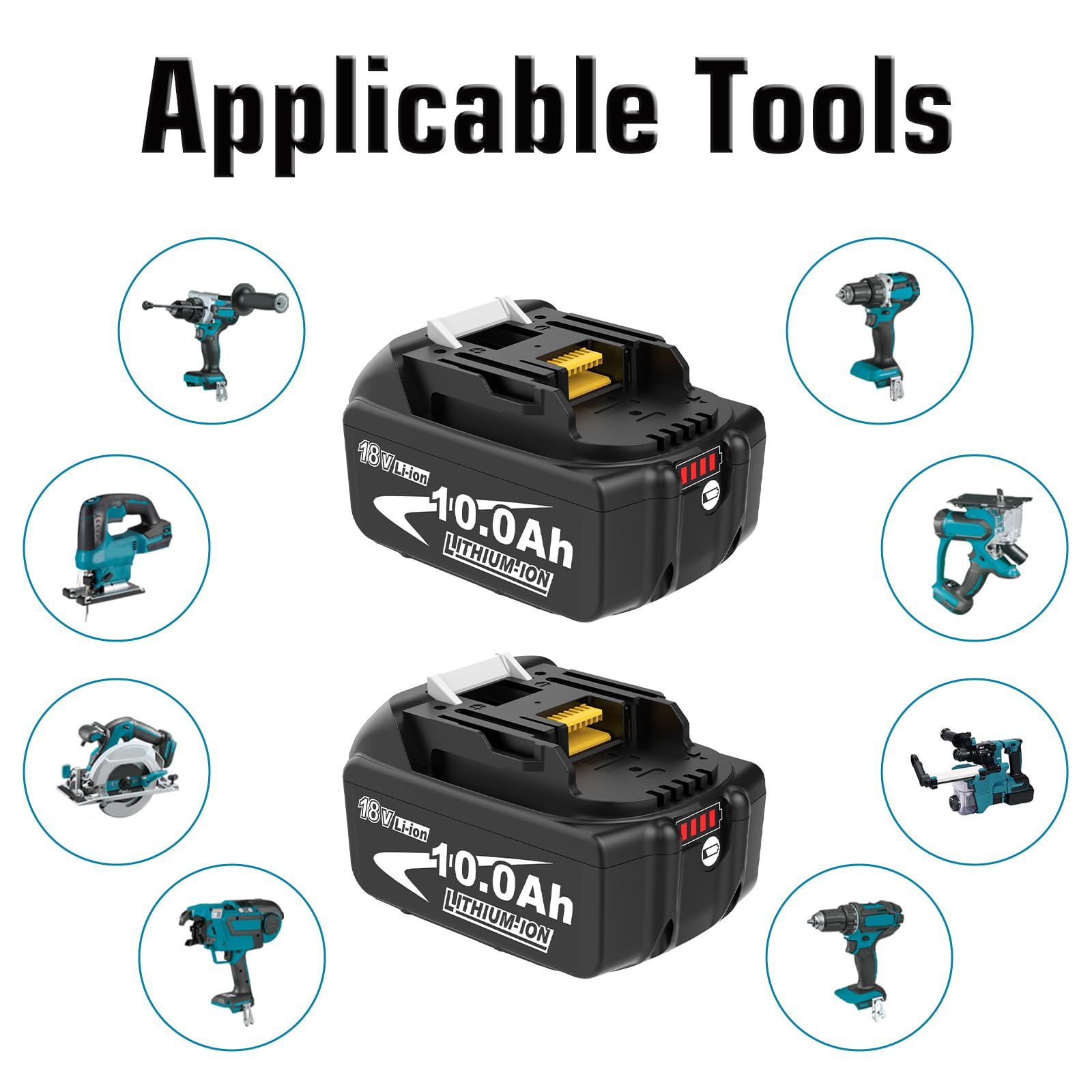 Dosctt 8 X 10Ah BL1850B Remplaceme pour Makita 18V Batterie pour Makita Batterie BL1850B BL1860B avec indicateur LED