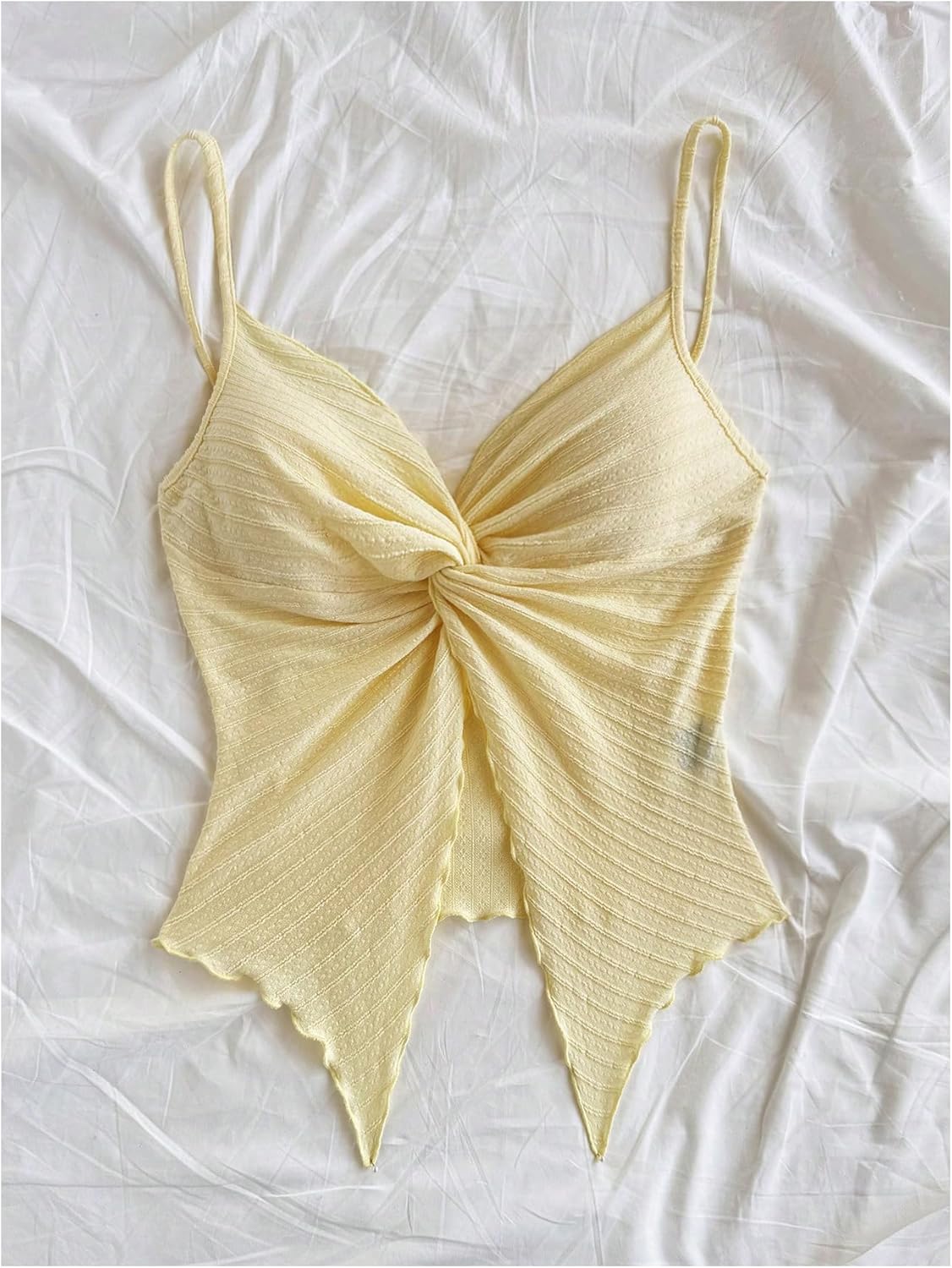 SHENHE Women's Twist Front Camisole Top Split Hem Asymmetrical Sleeveless Cute Tank - Image 5