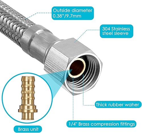 Miniatura 7 de HAOCHEN Kit de línea de agua para nevera, tubo PEX de grado alimenticio de 1/4 pulgadas de diámetro exterior de 25 pies con adaptador de agua de