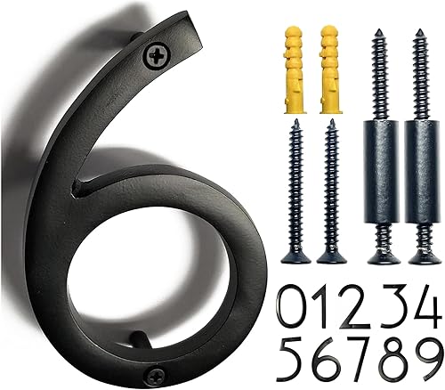 Miniatura 35 de NACH Números de Casa Flotantes, Números de Casa de Aluminio Negro de 8 Pulgadas para Exteriores - Número 3, Números de Puerta con Herrajes de Montaje