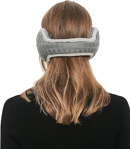 Miniatura 2 de Niction Orejeras de invierno para mujer, orejeras de invierno unisex de punto cálido, orejeras plegables para mujer