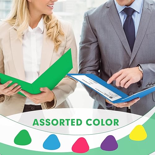 Miniatura 6 de PANDRI - Carpetas de dos bolsillos, paquete de 100 carpetas de 2 bolsillos, carpeta de archivo de papel tamaño carta para escuela, oficina, hogar,
