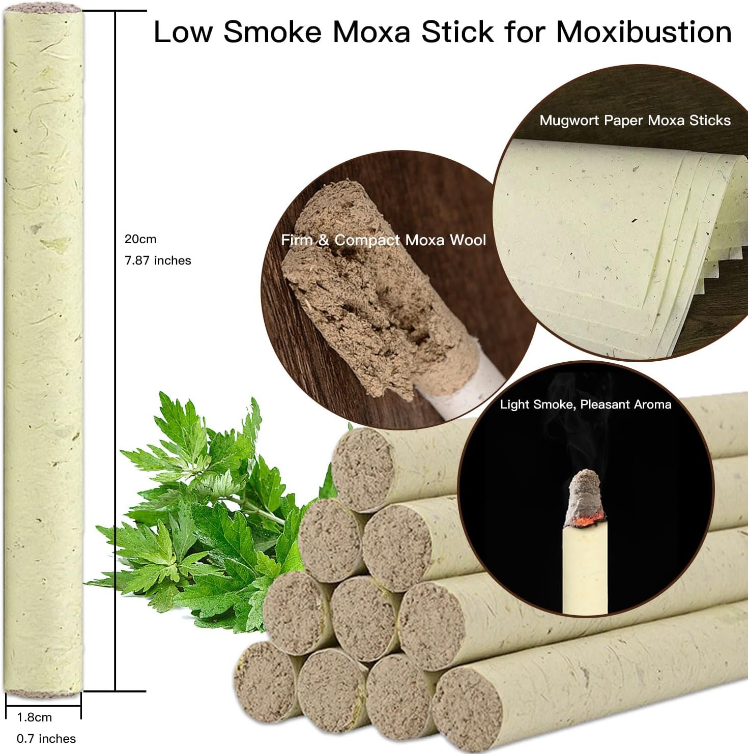 12 Rolls Moxa Stick for moxibustion 50:1 Extraction 3 Year Chen Mugwort Pure Moxa Rolls Herbal Handmade Wormwood Sticks for Gentle moxibustion 20cm