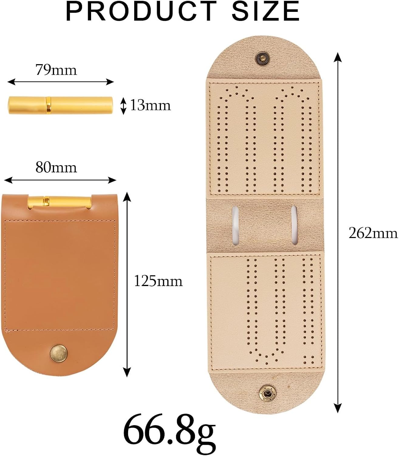 Travel Cribbage Board Game Set, Portable Cribbage Boards Unique 2 Track Cribbage Board, Foldable PU Mini Cribbage Board with 4 Cribbage Pegs, Folded:3.14x4.92in,After Unfolding L:10.31in (1Pcs)
