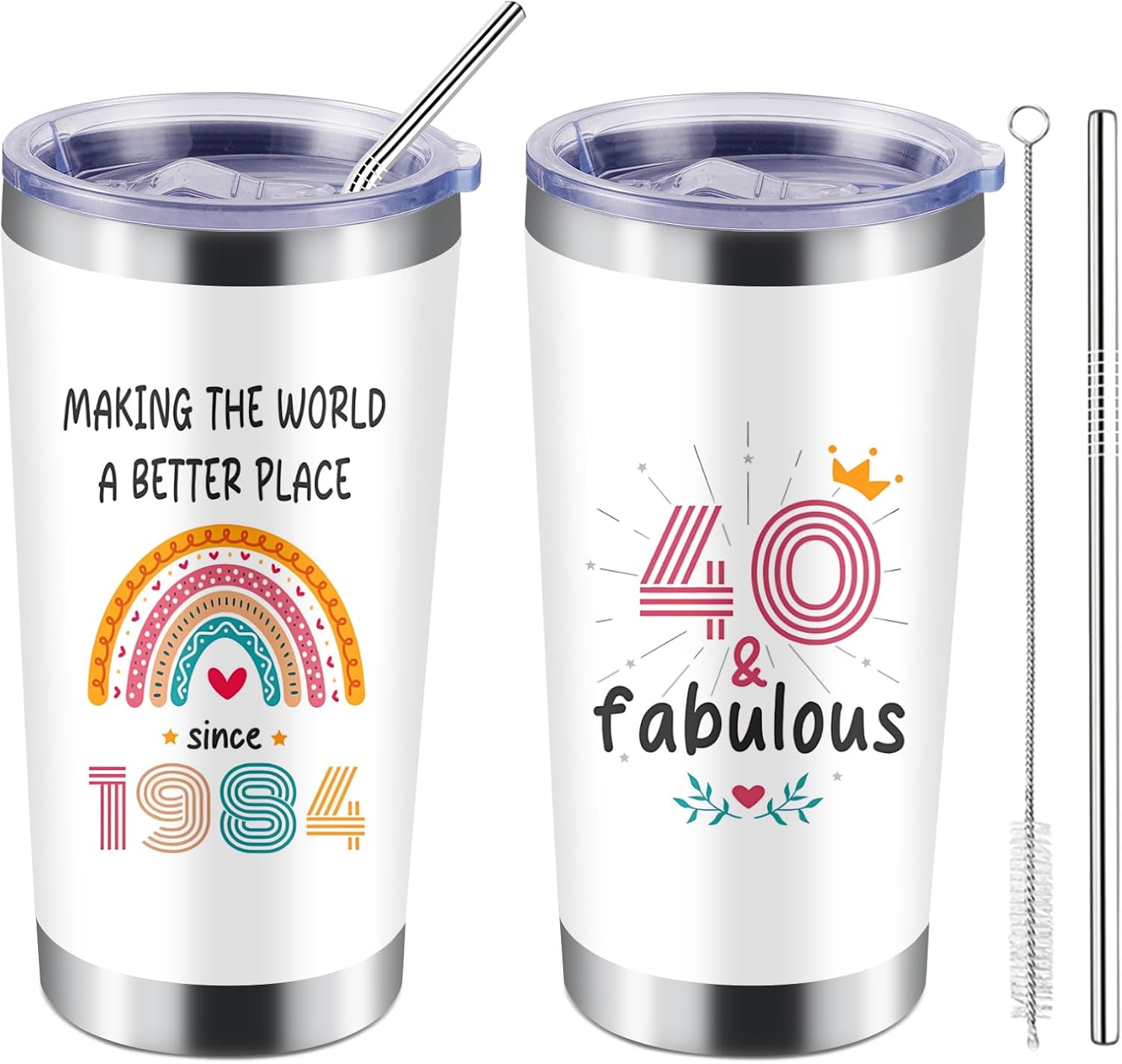 40th Birthday Gifts for Women, Men - 40th Birthday Decorations 1974 Vintage Tumbler, 40 Years Old Birthday Gifts For Women Men Unique Tumbler 20 oz (40 Birthday)