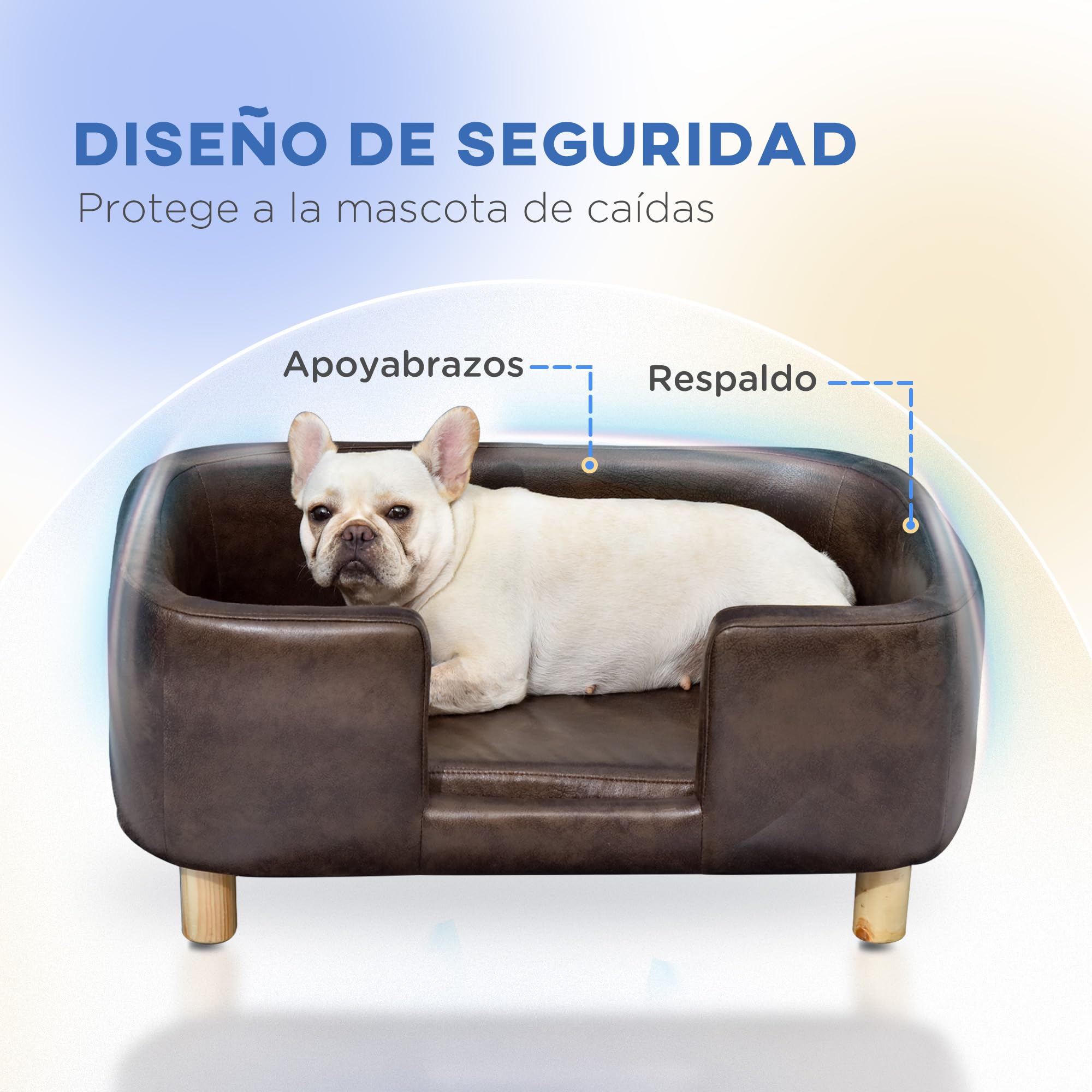 PawHut Sofá para Mascotas Sofá para Perros Cómodo 74x48,5x31 cm Marrón | Pequeños y Medianos, Asiento Acolchado