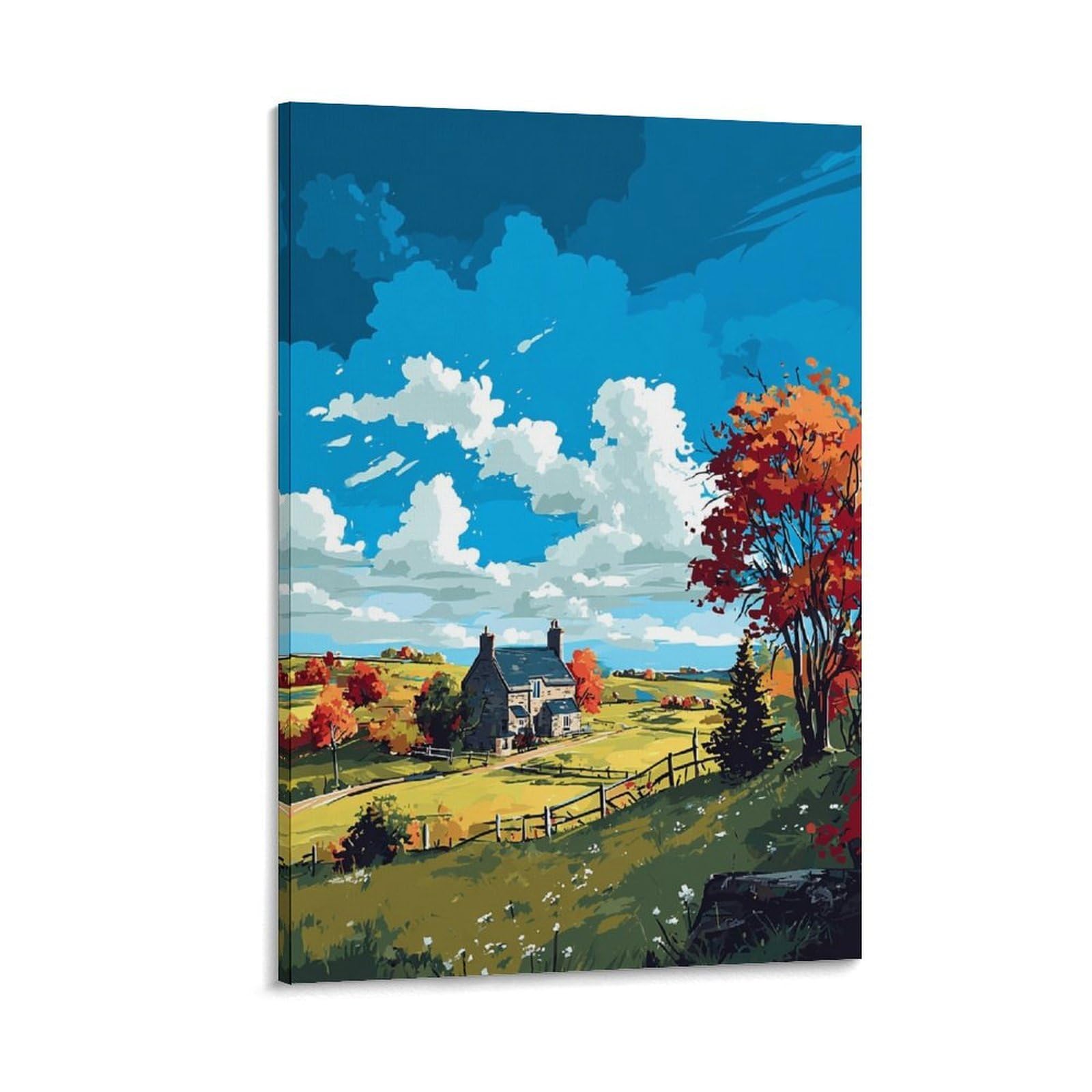 Chester County Poster 20x30inch(50x75cm) Vintage Watercolor Canvas Art