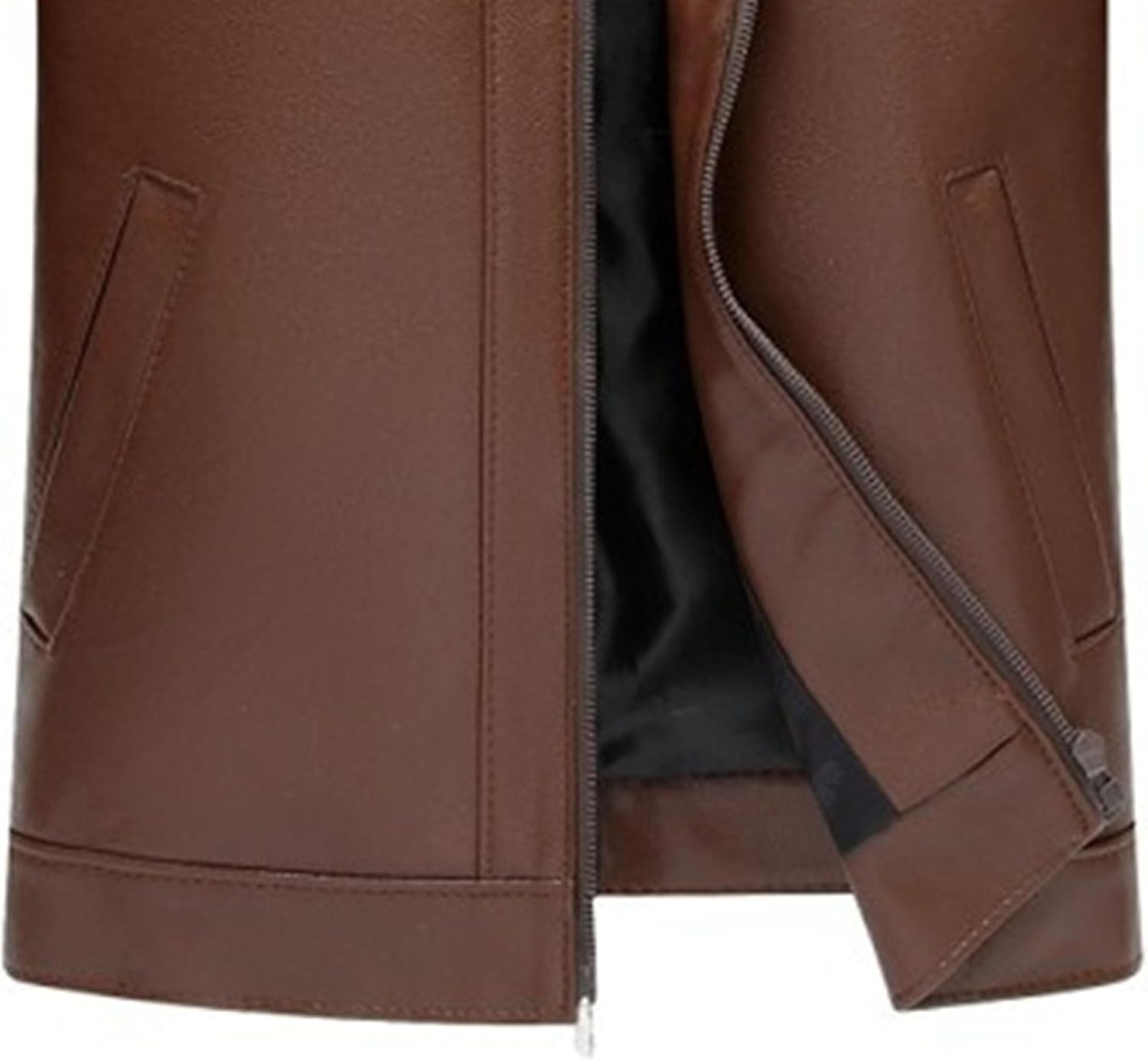 Men's Lapel Faux Leather Windproof Jacket Stylish Slim Fit Motorcycle Coat Casual Outdoor Jackets