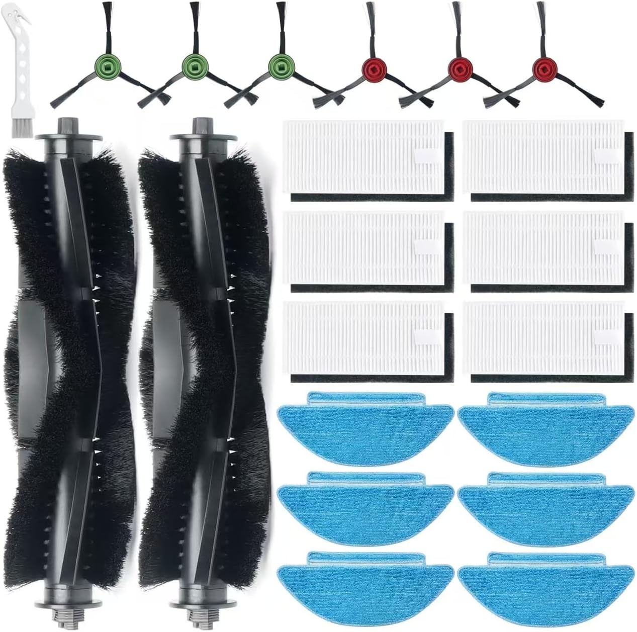 Replacement Parts for Lubluelu SL60D,SG60,SL61, Tikom L9000,L8000, Airzeen Q6 SE, Honiture Q6 SE Laresar L6 Nex Robot Vacuum Accessories Kit, Main Brush, Hepa Filter, Mop Pads, Side Brush